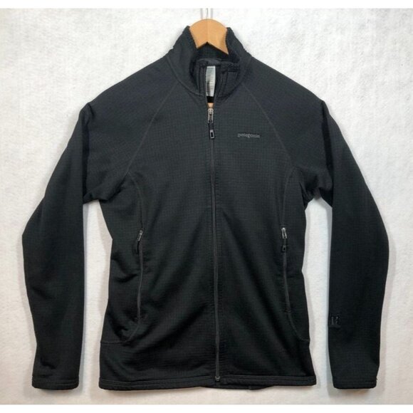 Patagonia R1 Full Zip Jacket 40137 Black Polartec Grid Fleece Outdoors Women's M - Picture 1 of 8